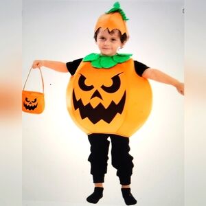 NWT Pumpkin Kids Costume with Basket Halloween Dress up pumpkin them 8 to 10m